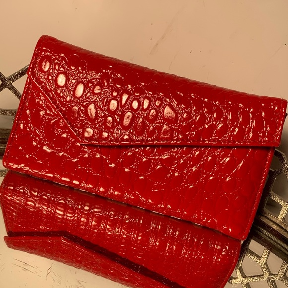 Handbags - Wallet Pebbled Faux Leather Red New #N1